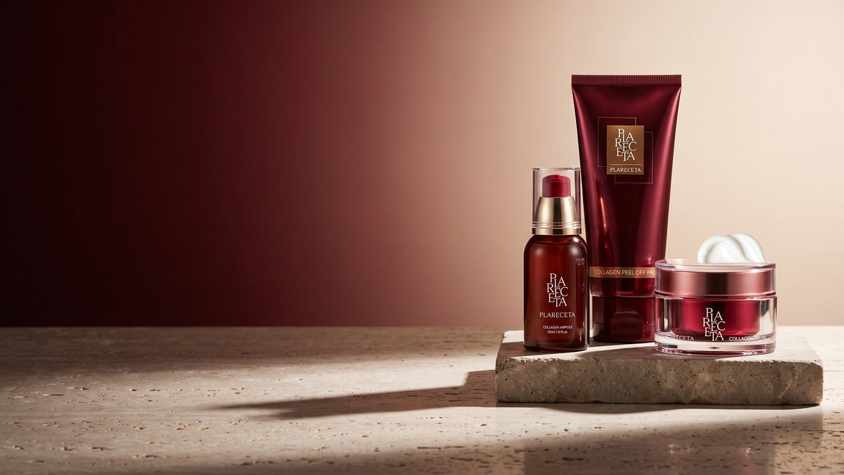 The PLARECETA range: ampoule, peel-off pack and collagen cream