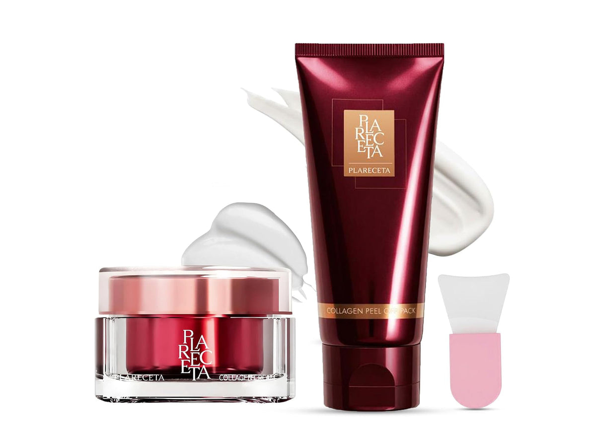 PLARECETA Collagen Cream and Peel-Off Pack together